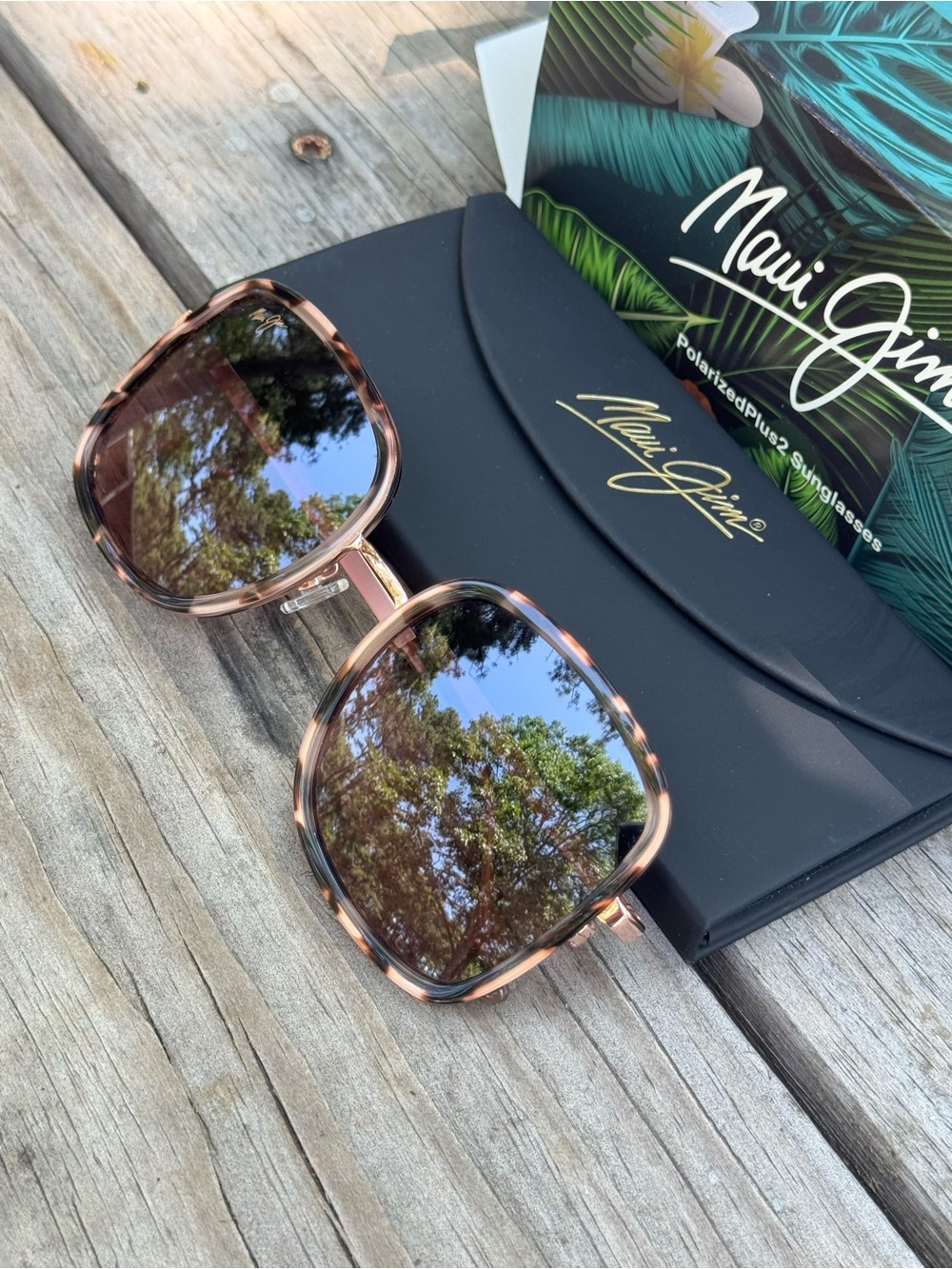 Maui Jim Rose Pua Pink Tortoiseshell Sunglasses with Rose Gold Lenses